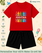 Colorful Crayon Custom Kid Co-ord Set Swiftsoul