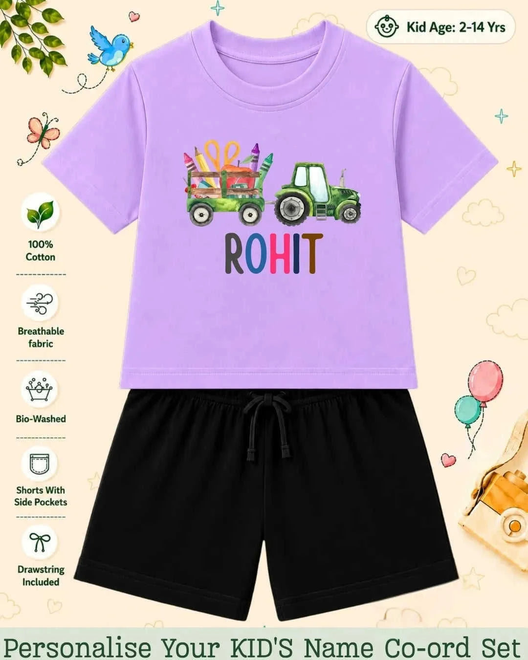 Colorful Crayon Custom Kid Co-ord Set Swiftsoul