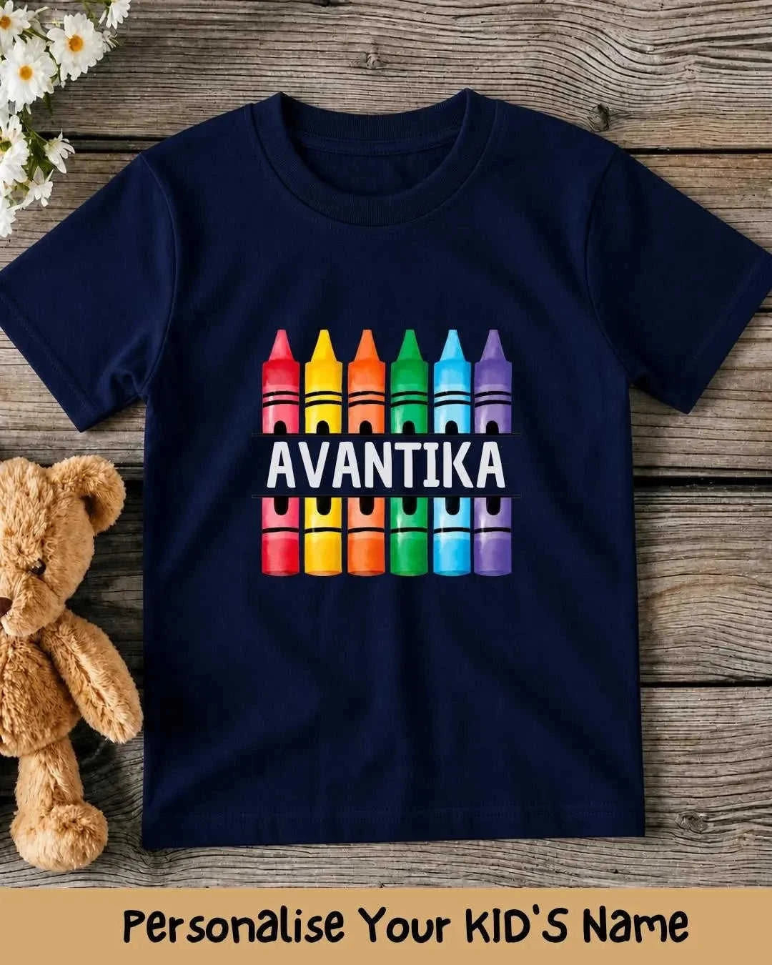 Colorful Crayon Custom Kid Cotton Tee Swiftsoul