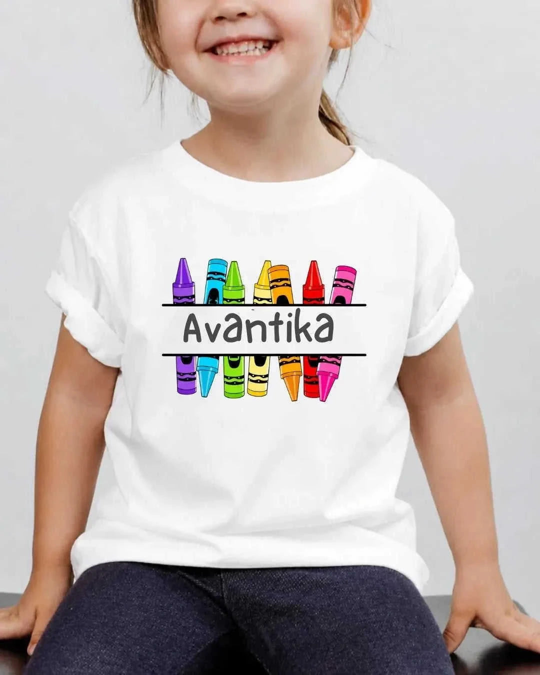Colorful Crayon Custom Kid Cotton Tee Swiftsoul