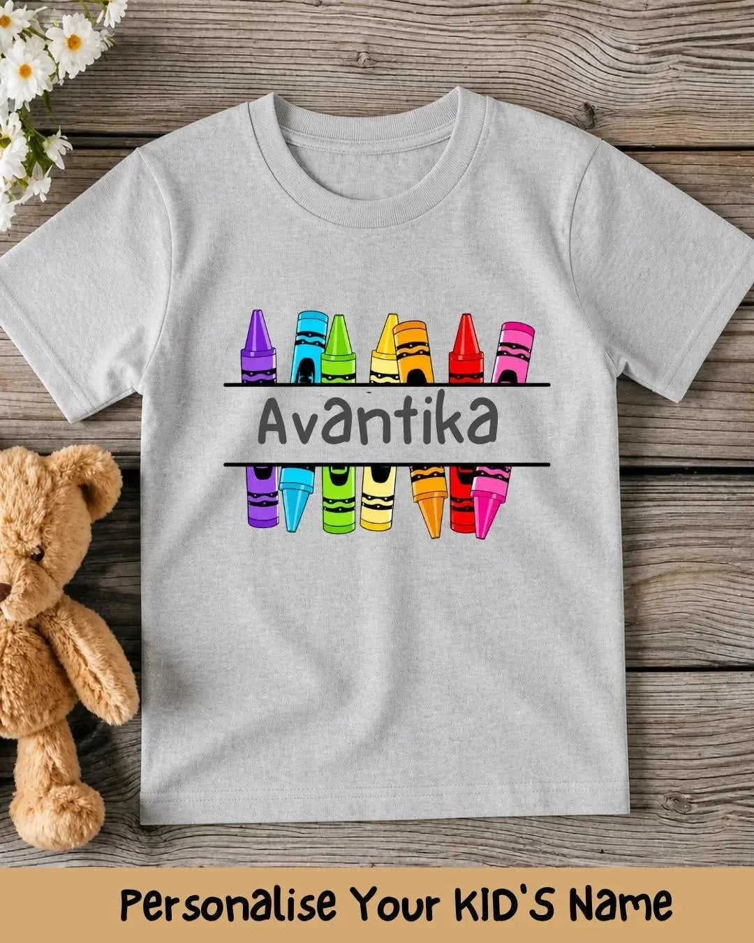 Colorful Crayon Custom Kid Cotton Tee Swiftsoul