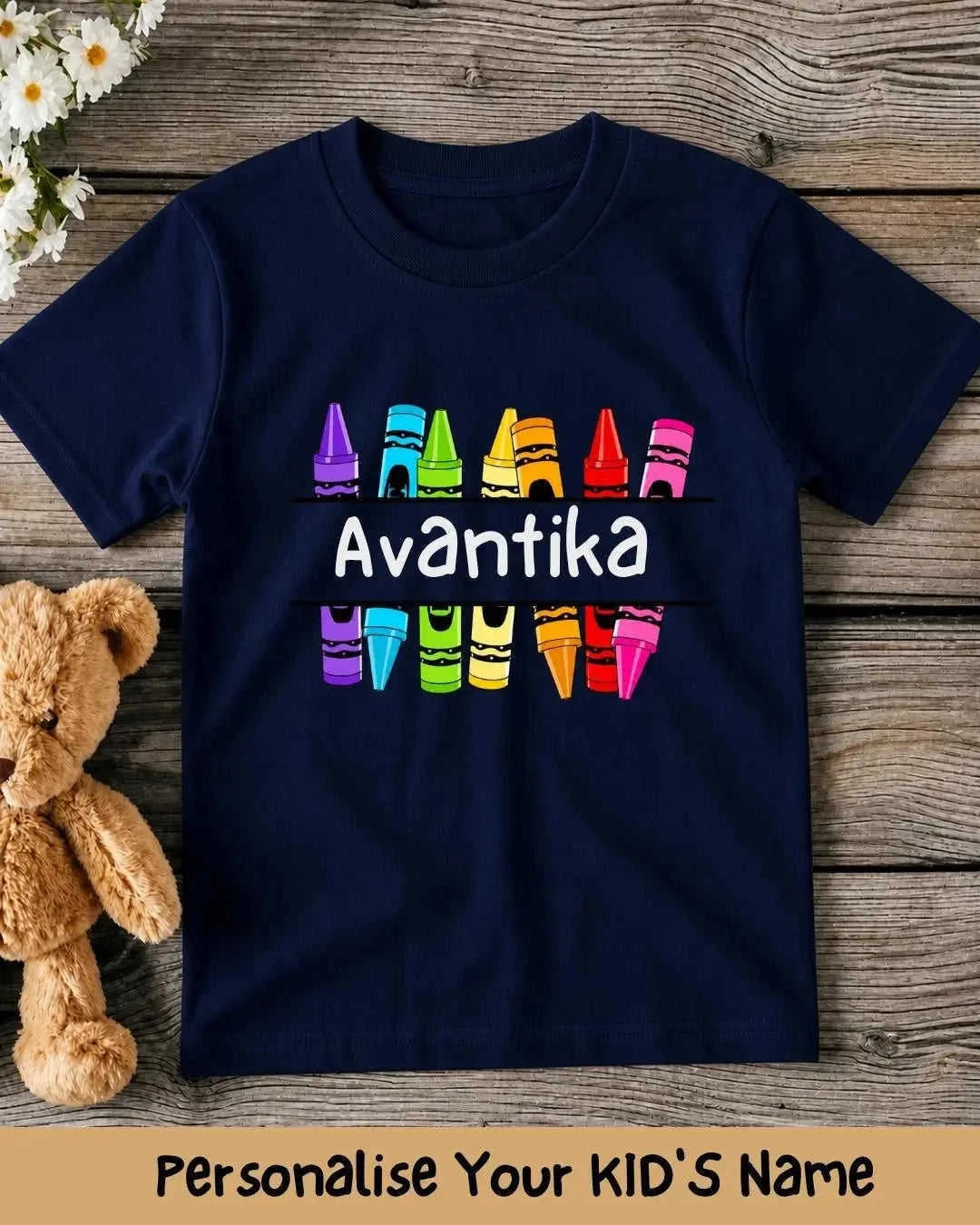 Colorful Crayon Custom Kid Cotton Tee Swiftsoul