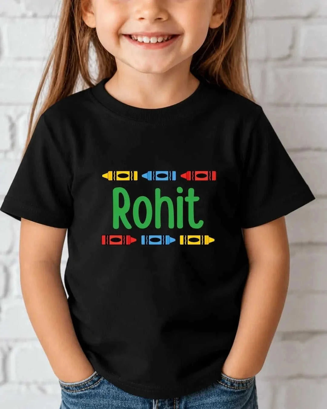 Colorful Crayon Custom Kid Cotton Tee Swiftsoul