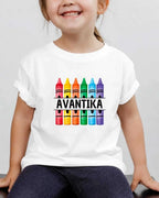 Colorful Crayon Custom Kid Cotton Tee Swiftsoul