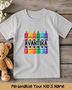 Colorful Crayon Custom Kid Cotton Tee Swiftsoul