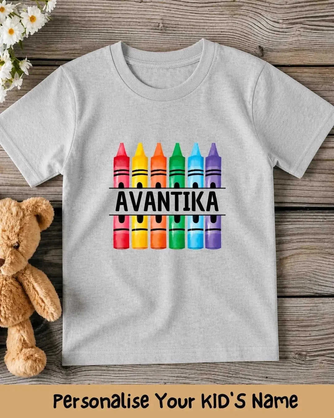 Colorful Crayon Custom Kid Cotton Tee Swiftsoul