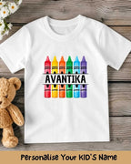 Colorful Crayon Custom Kid Cotton Tee Swiftsoul