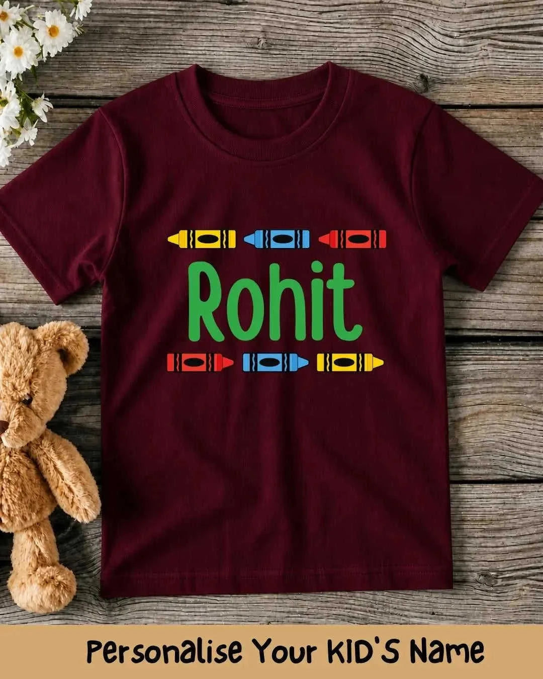 Colorful Crayon Custom Kid Cotton Tee Swiftsoul