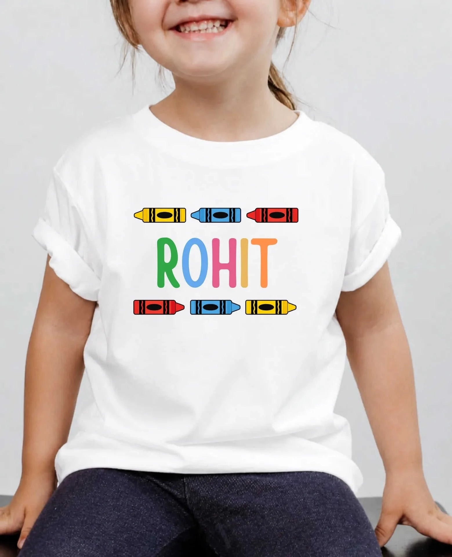 Colorful Crayon Custom Kid Cotton Tshirt Swiftsoul