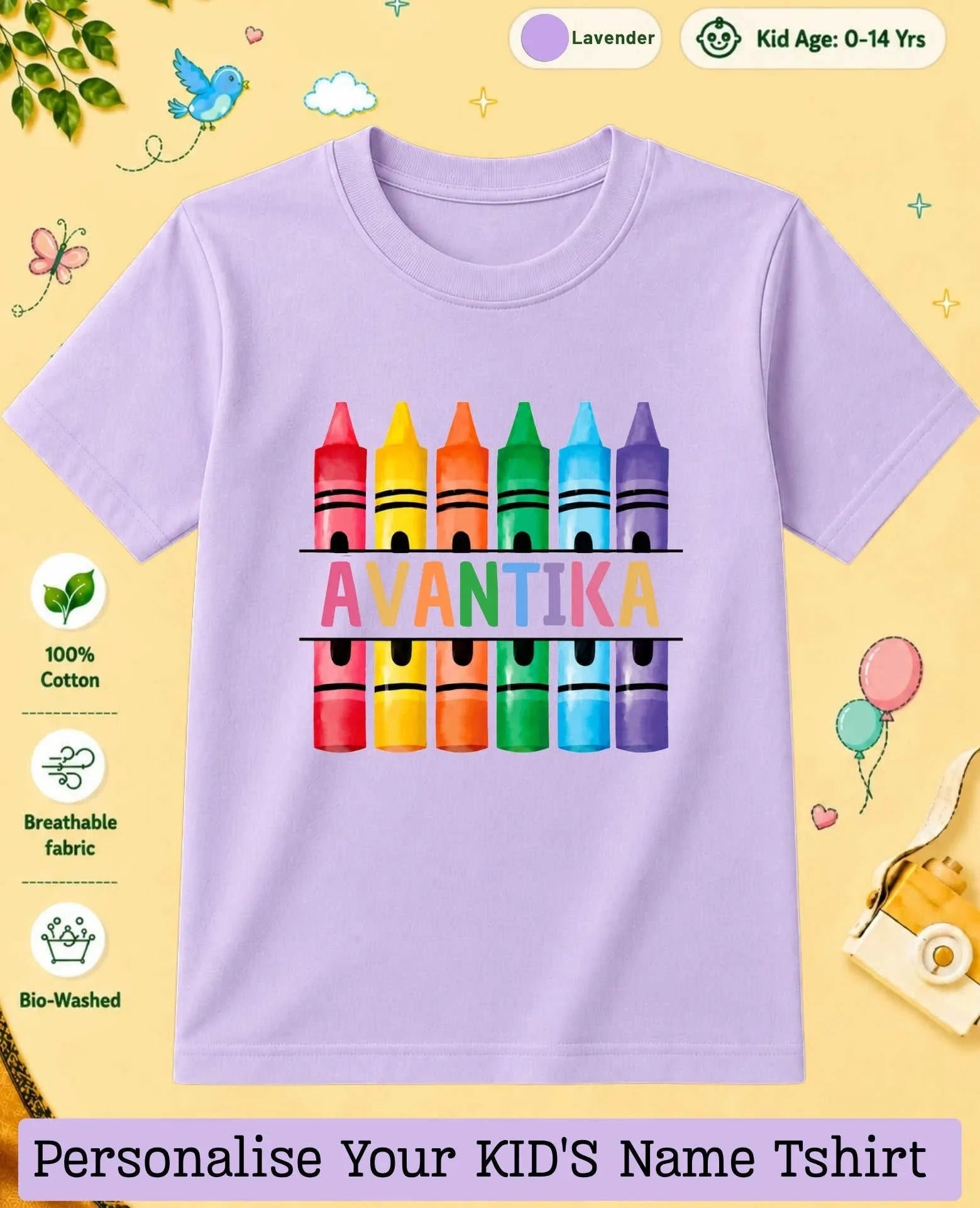 Colorful Crayon Custom Kid Cotton Tshirt Swiftsoul