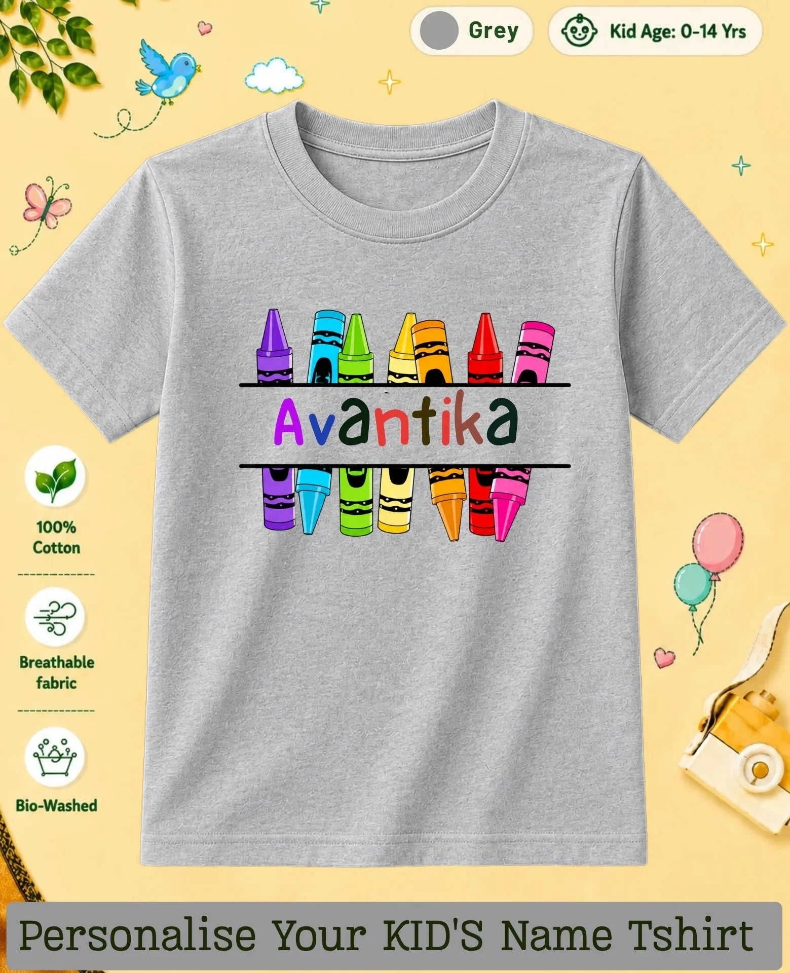 Colorful Crayon Custom Kid Cotton Tshirt Swiftsoul