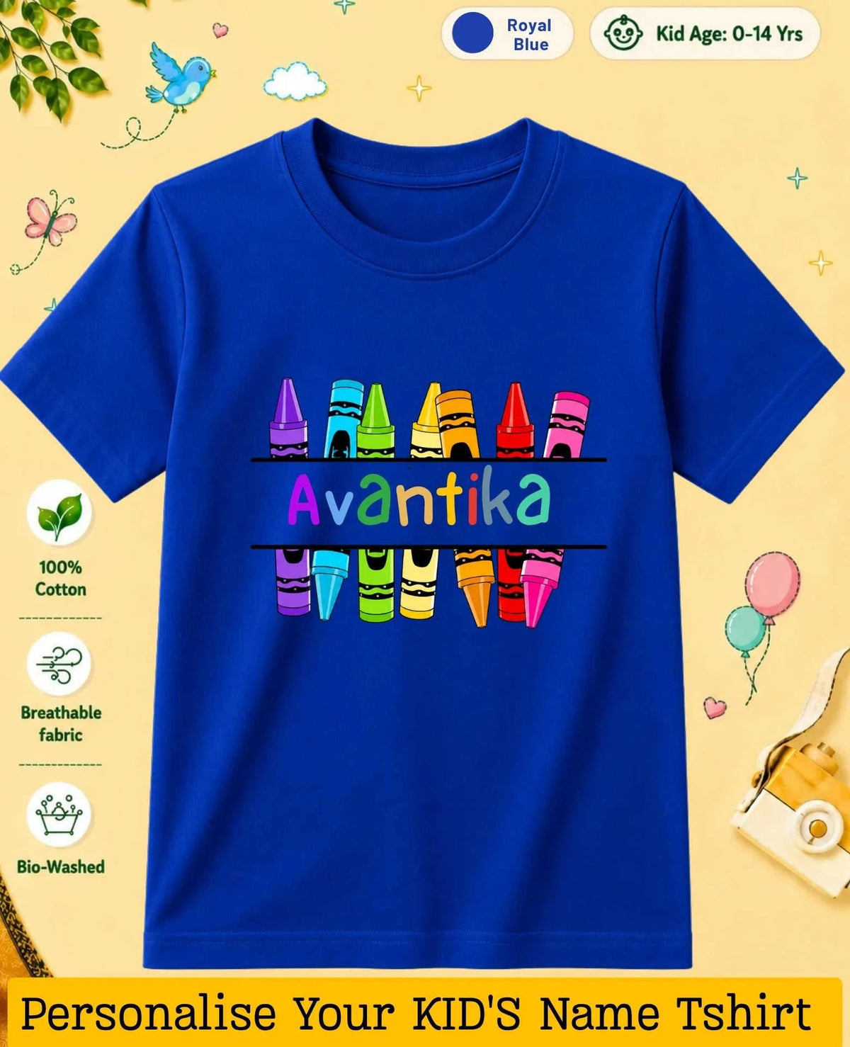 Colorful Crayon Custom Kid Cotton Tshirt Swiftsoul