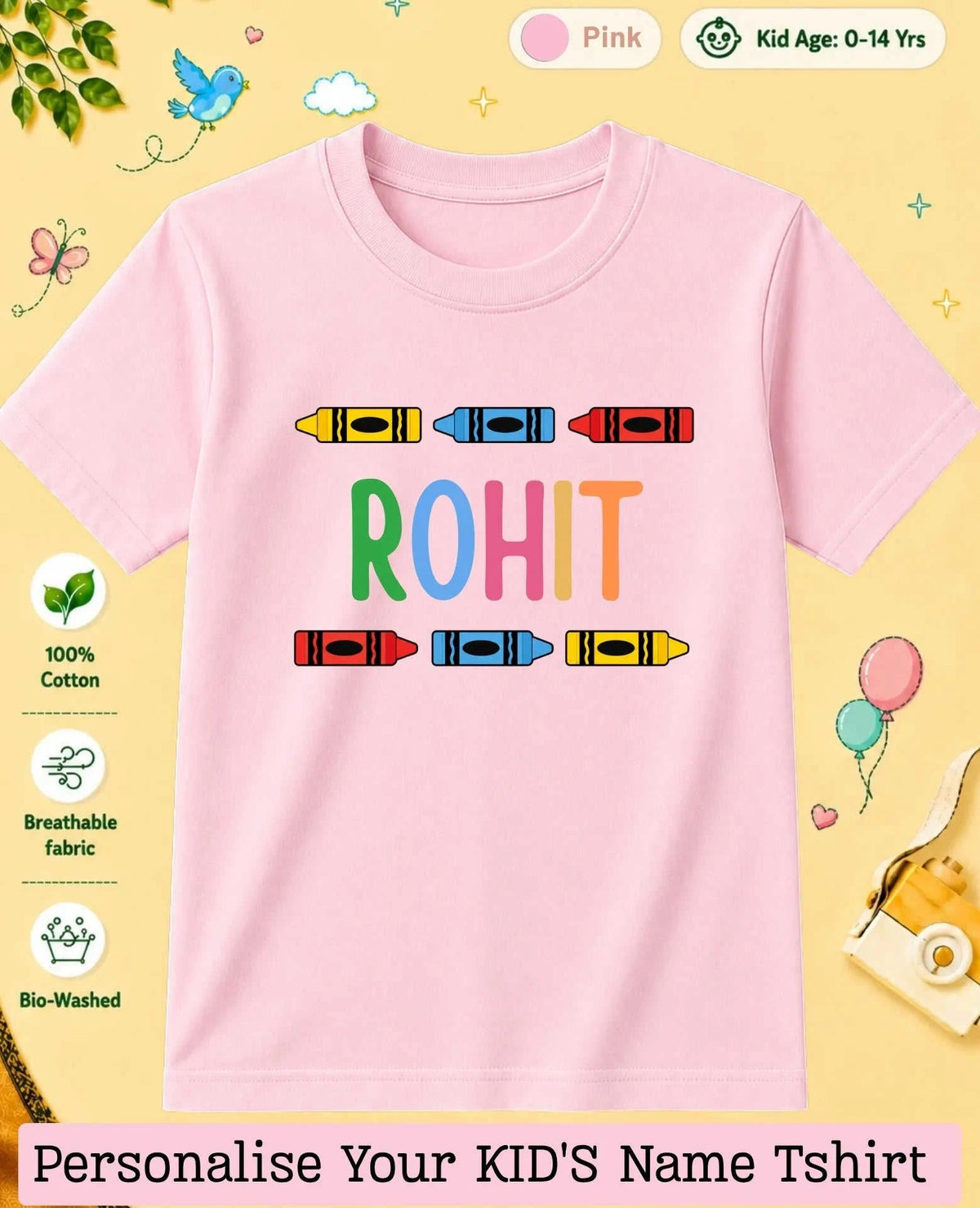 Colorful Crayon Custom Kid Cotton Tshirt Swiftsoul