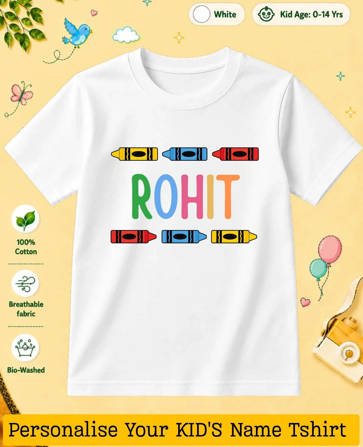 Colorful Crayon Custom Kid Cotton Tshirt Swiftsoul