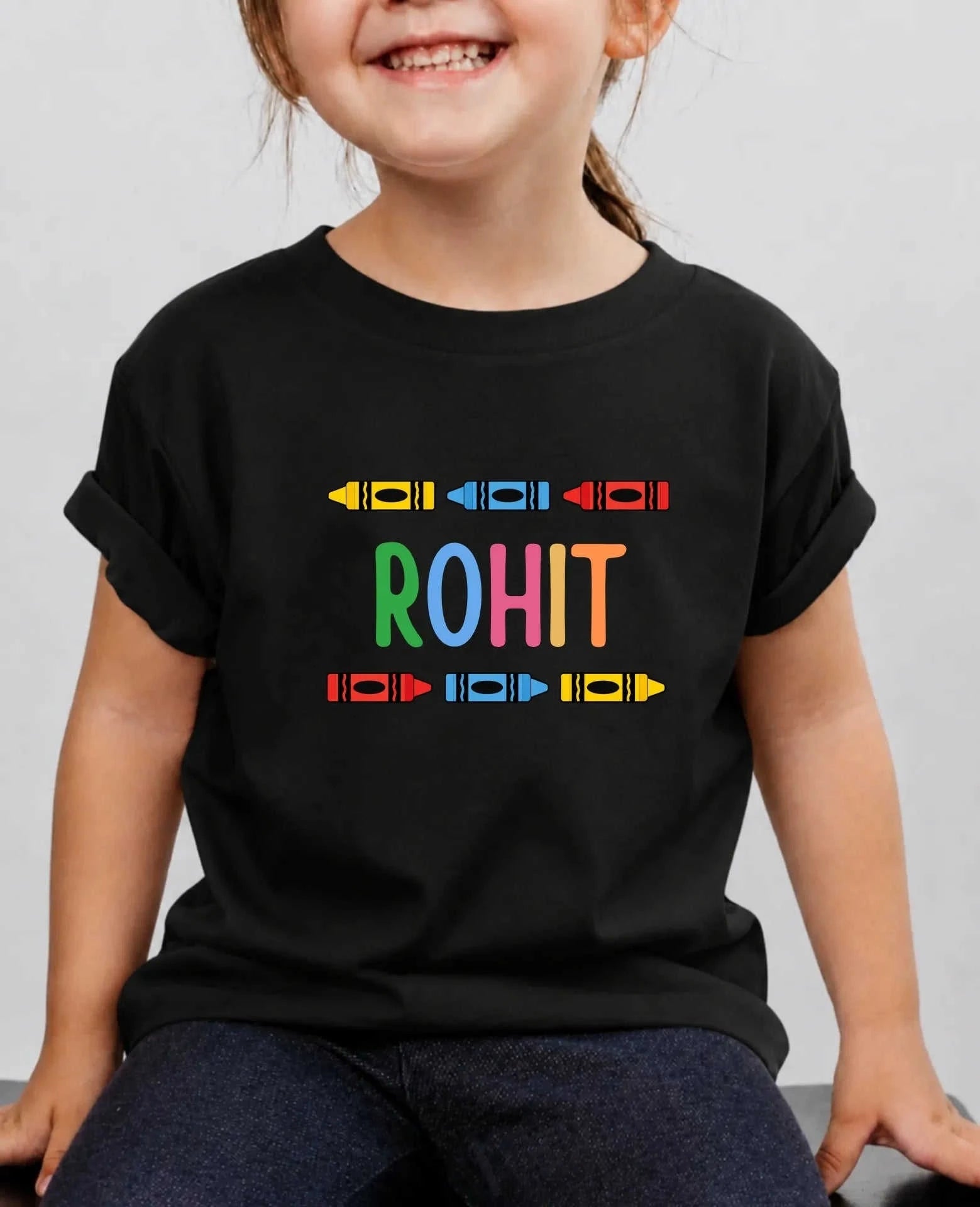 Colorful Crayon Custom Kid Cotton Tshirt Swiftsoul
