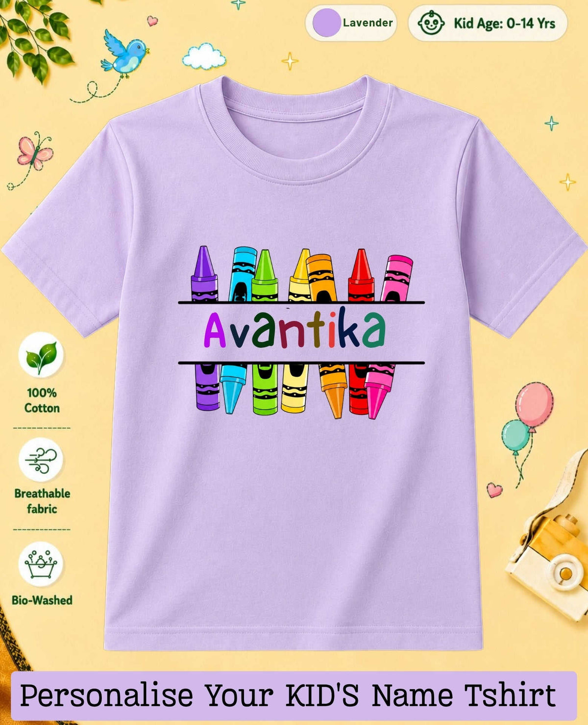 Colorful Crayon Custom Kid Cotton Tshirt Swiftsoul