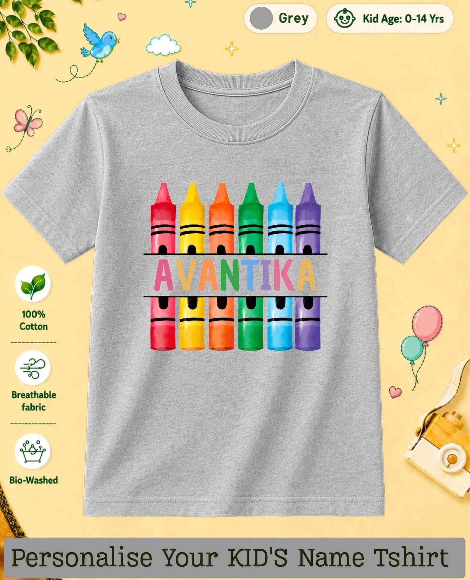 Colorful Crayon Custom Kid Cotton Tshirt Swiftsoul