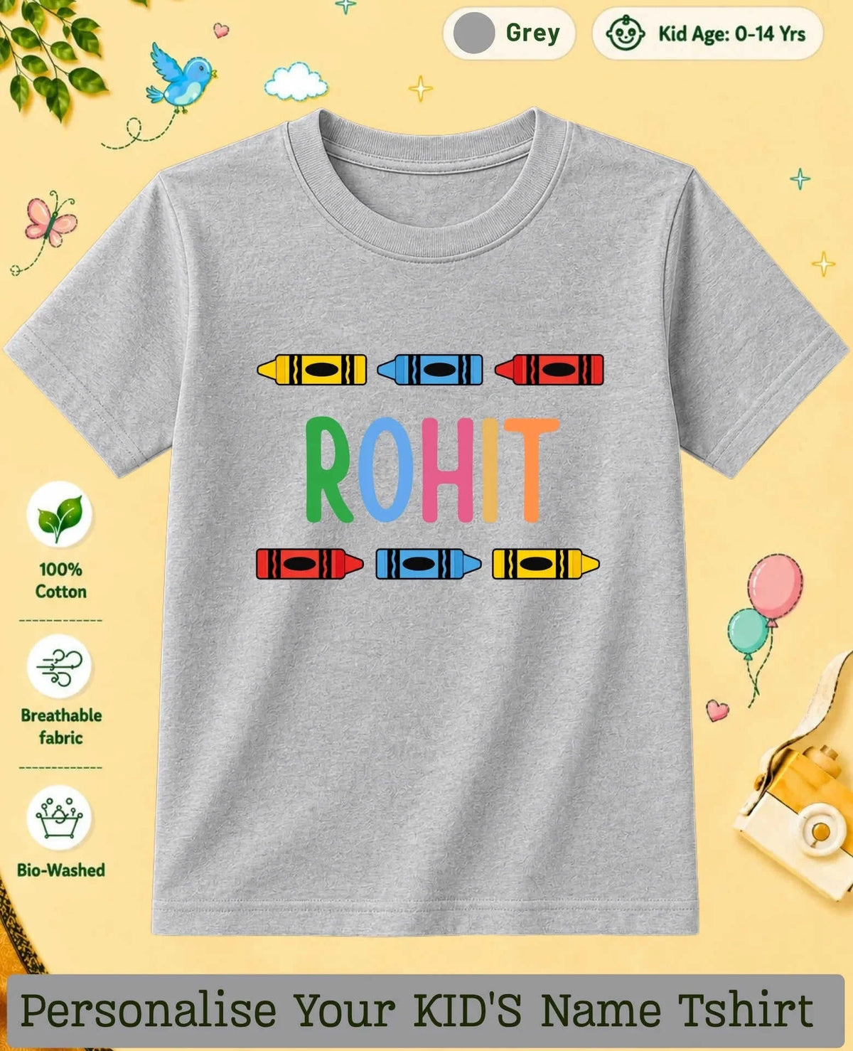 Colorful Crayon Custom Kid Cotton Tshirt Swiftsoul