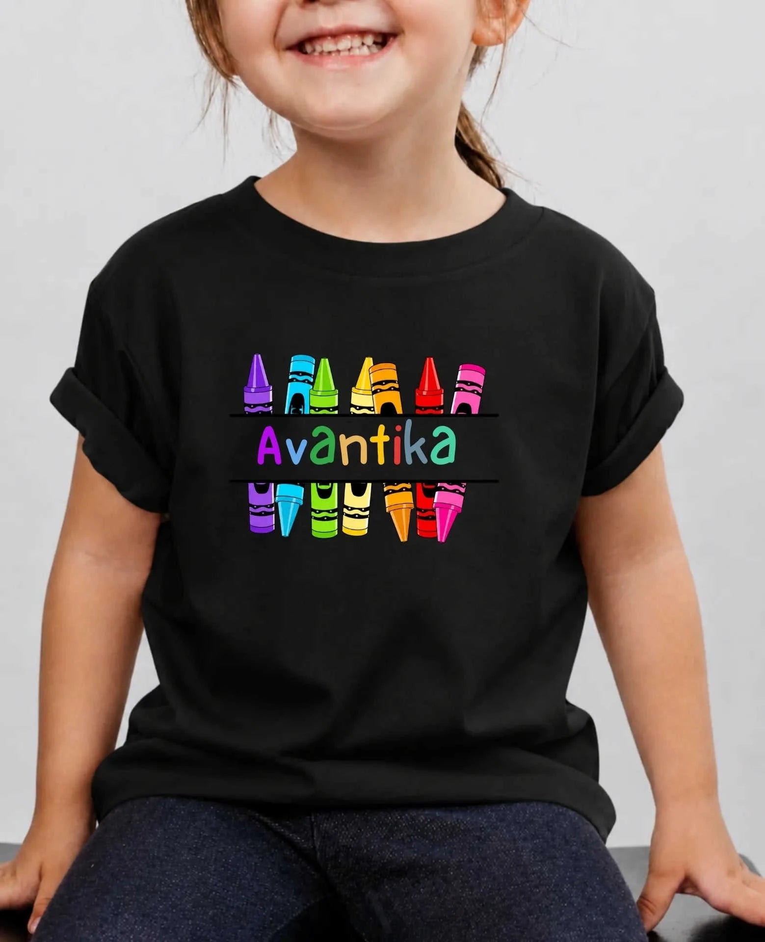 Colorful Crayon Custom Kid Cotton Tshirt Swiftsoul