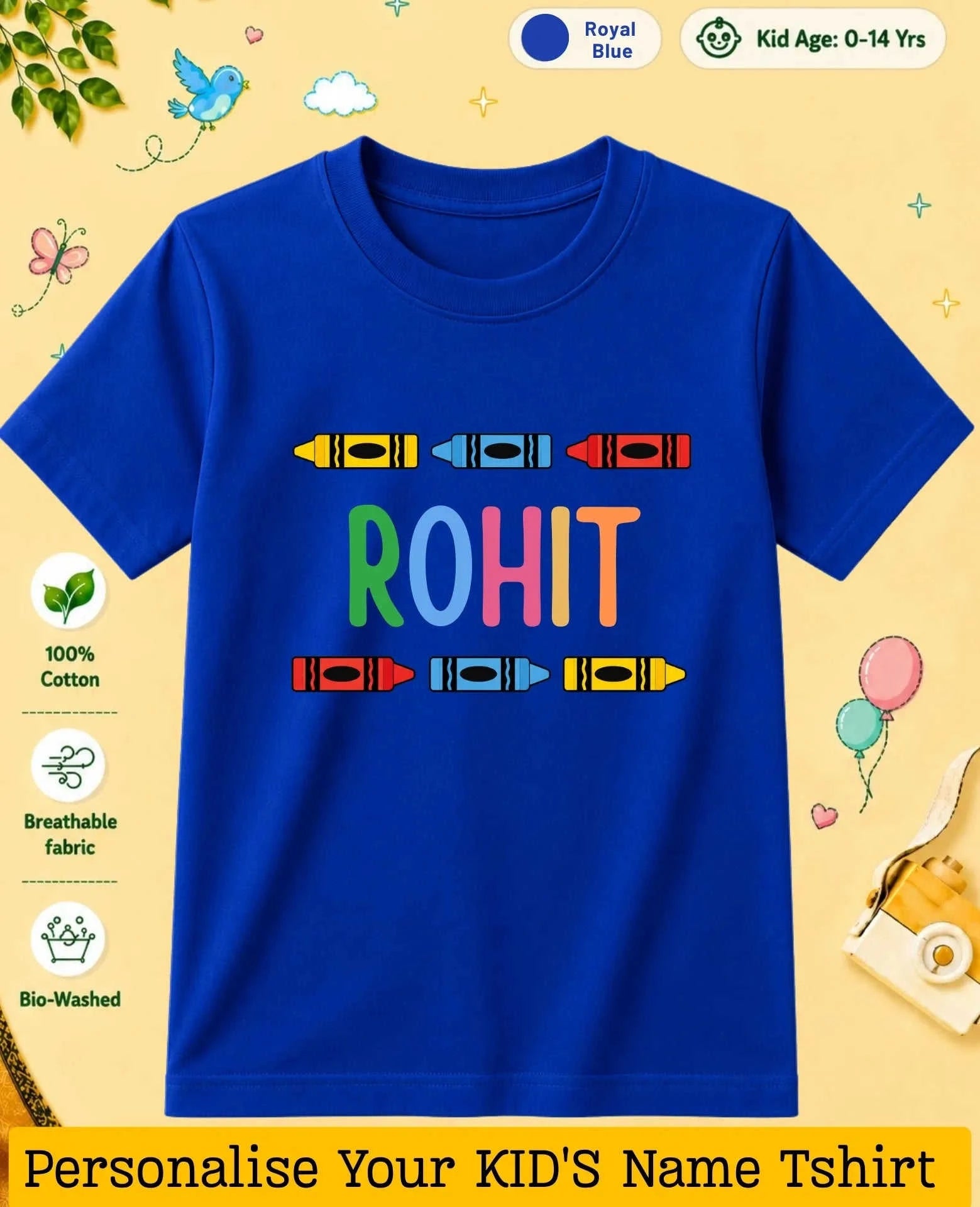 Colorful Crayon Custom Kid Cotton Tshirt Swiftsoul