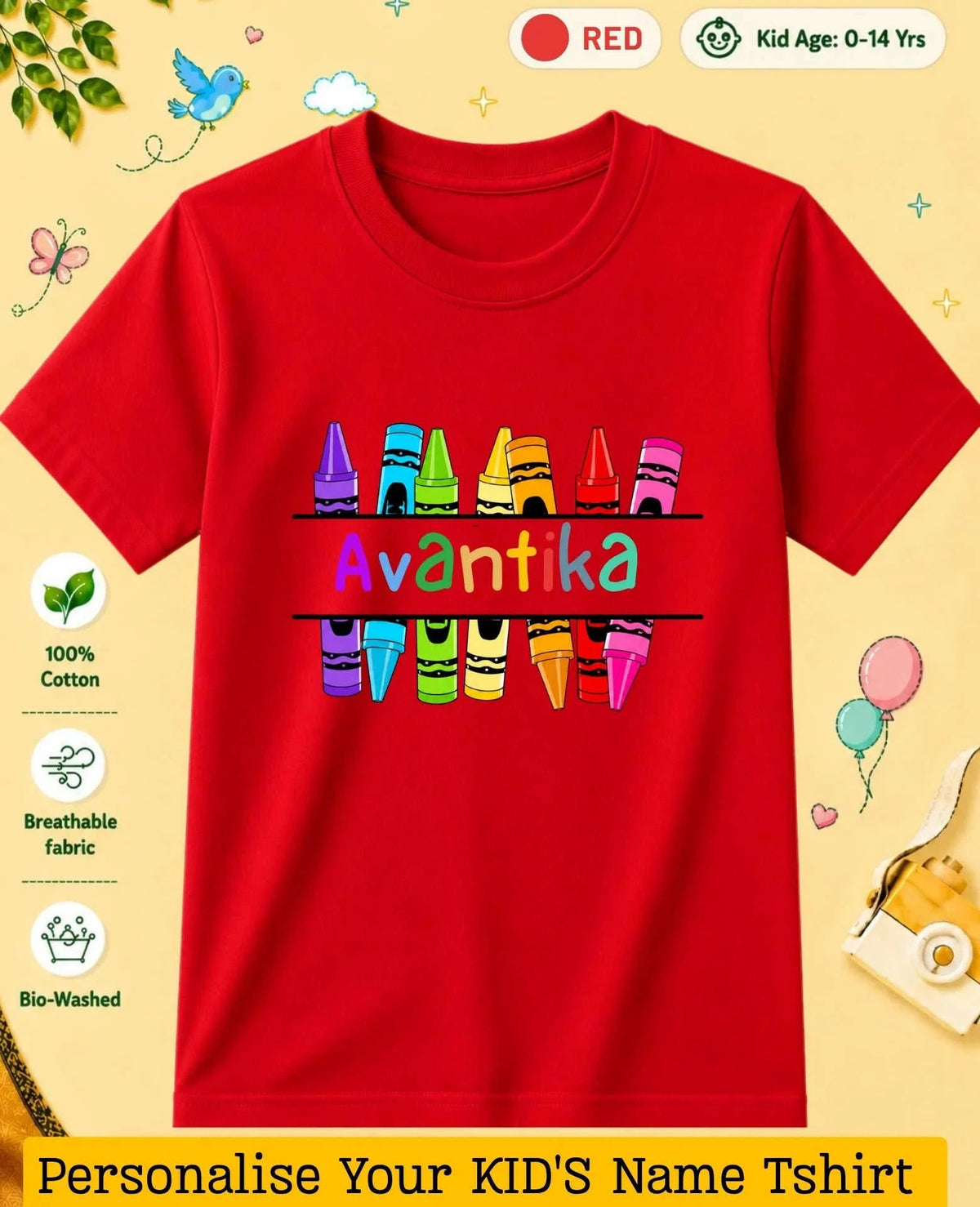 Colorful Crayon Custom Kid Cotton Tshirt Swiftsoul