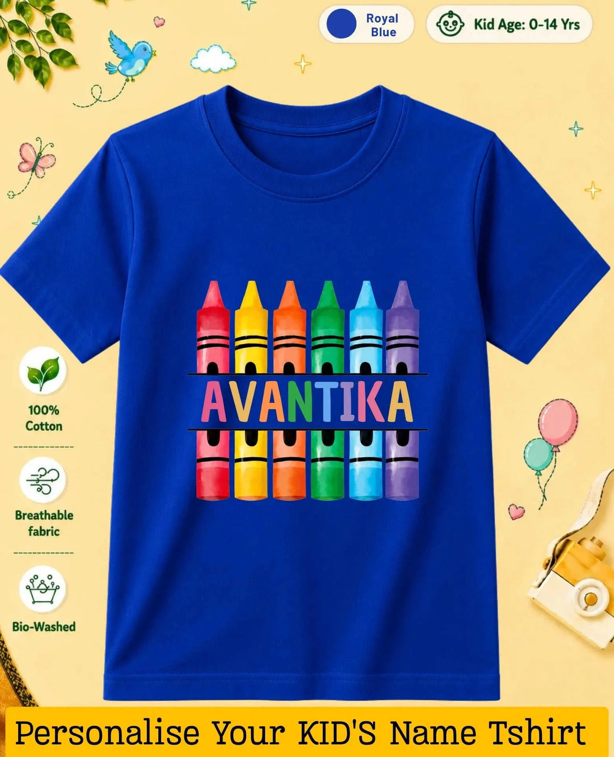 Colorful Crayon Custom Kid Cotton Tshirt Swiftsoul