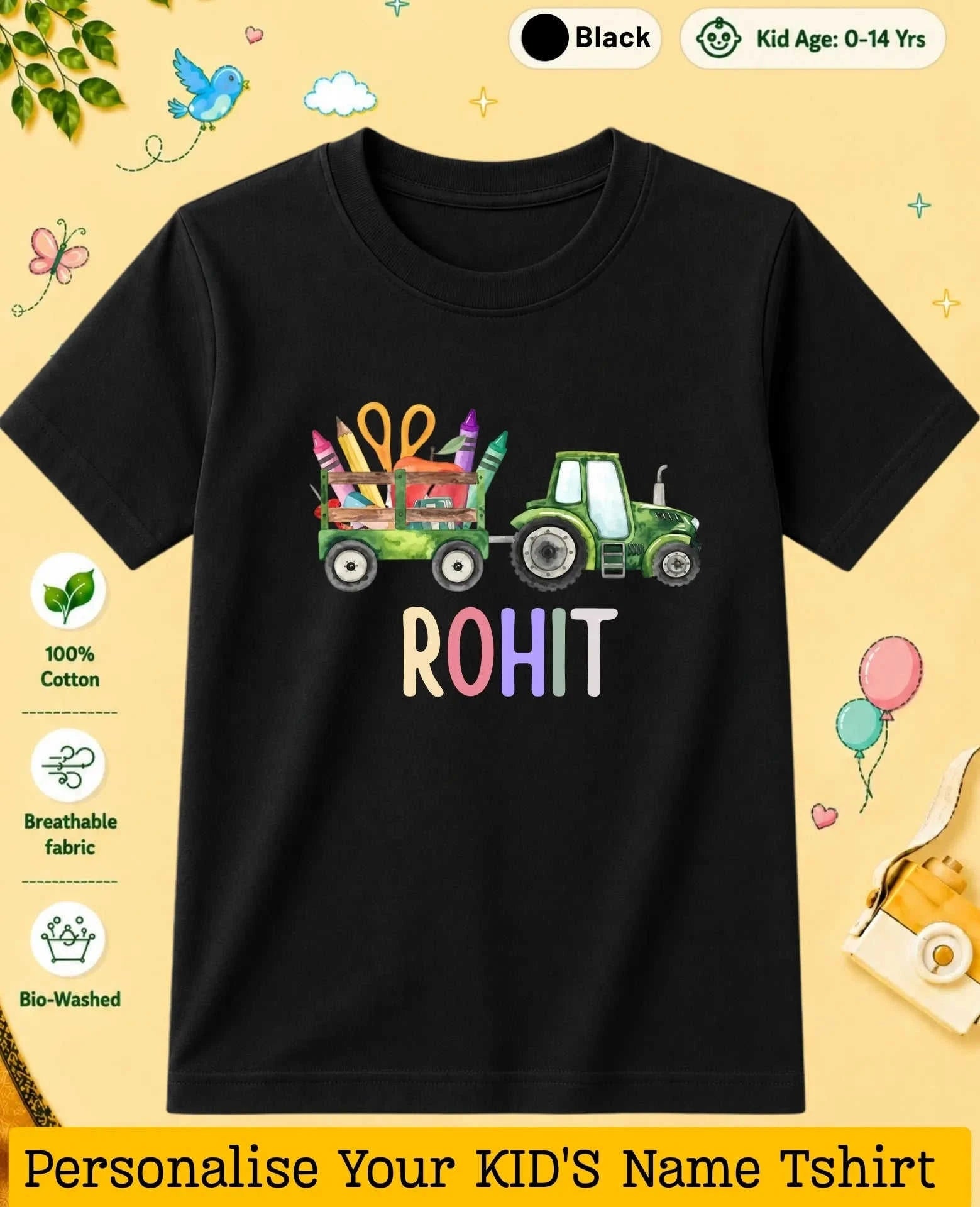 Colorful Crayon Custom Kid Cotton Tshirt Swiftsoul