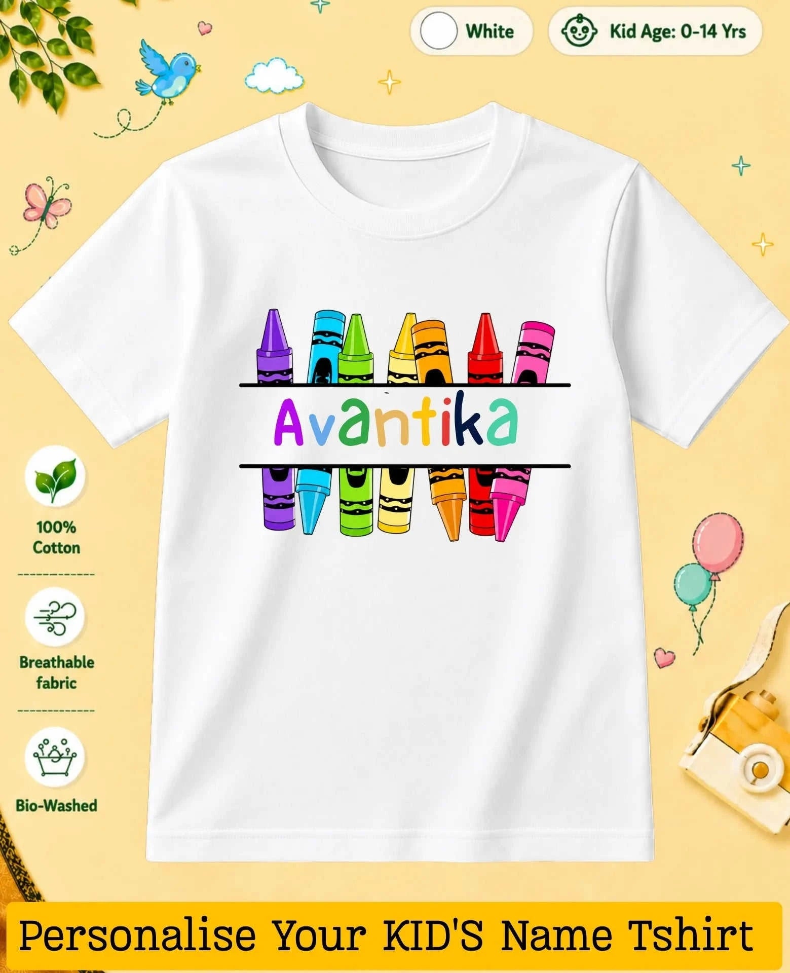 Colorful Crayon Custom Kid Cotton Tshirt Swiftsoul