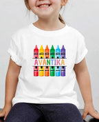 Colorful Crayon Custom Kid Cotton Tshirt Swiftsoul
