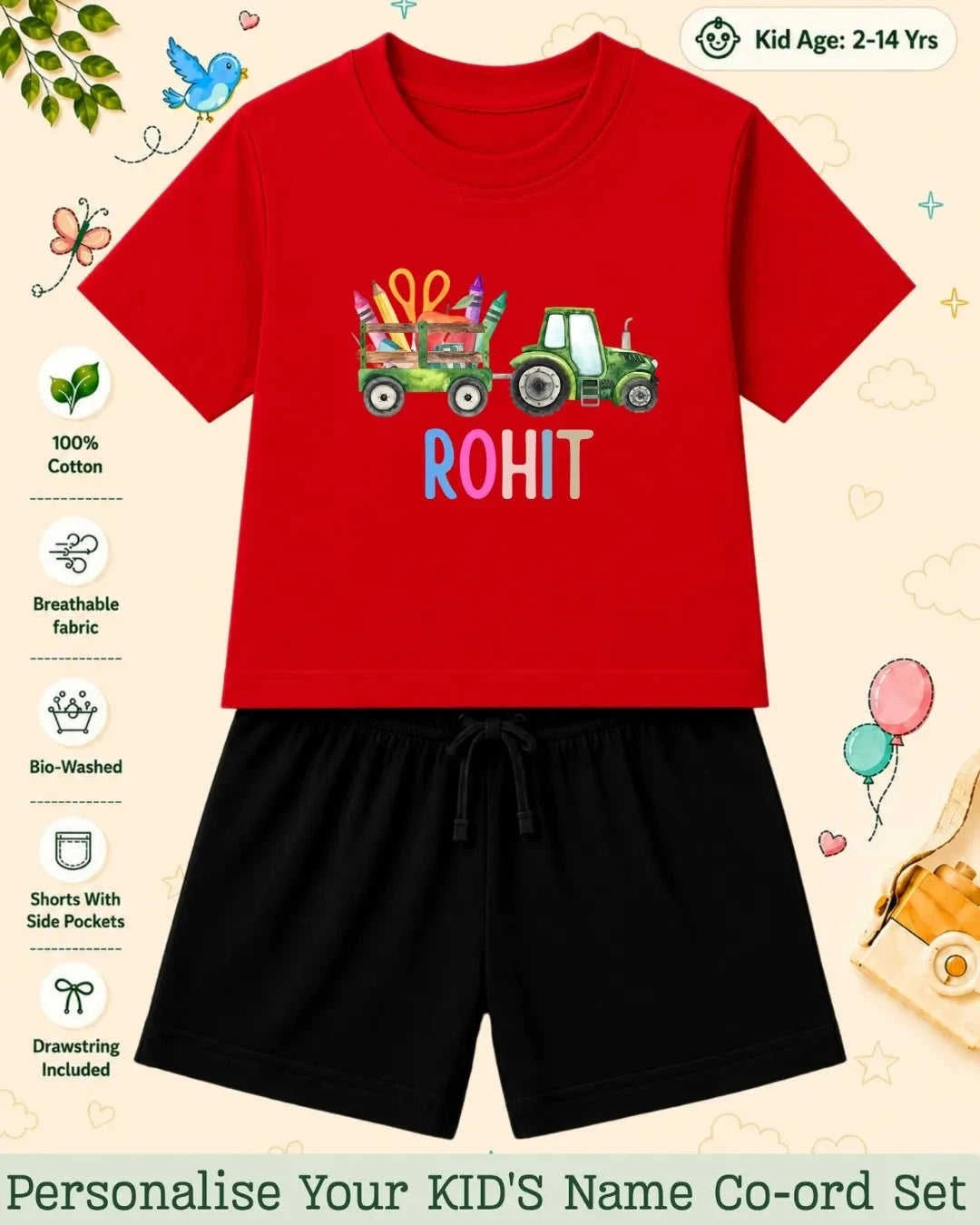 Colorful Crayon Custom Kid's Co-ord Set Swiftsoul