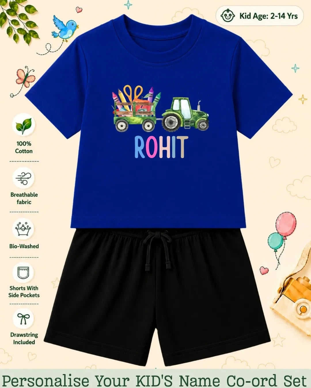 Colorful Crayon Custom Kid's Co-ord Set Swiftsoul