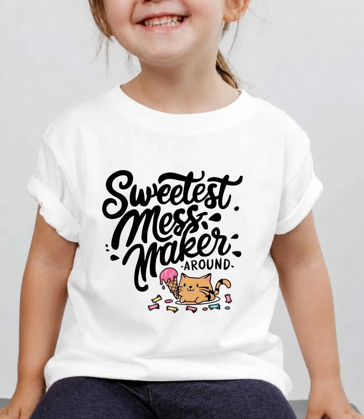 Cute Attitude Cat Kid Cotton Tee Swiftsoul