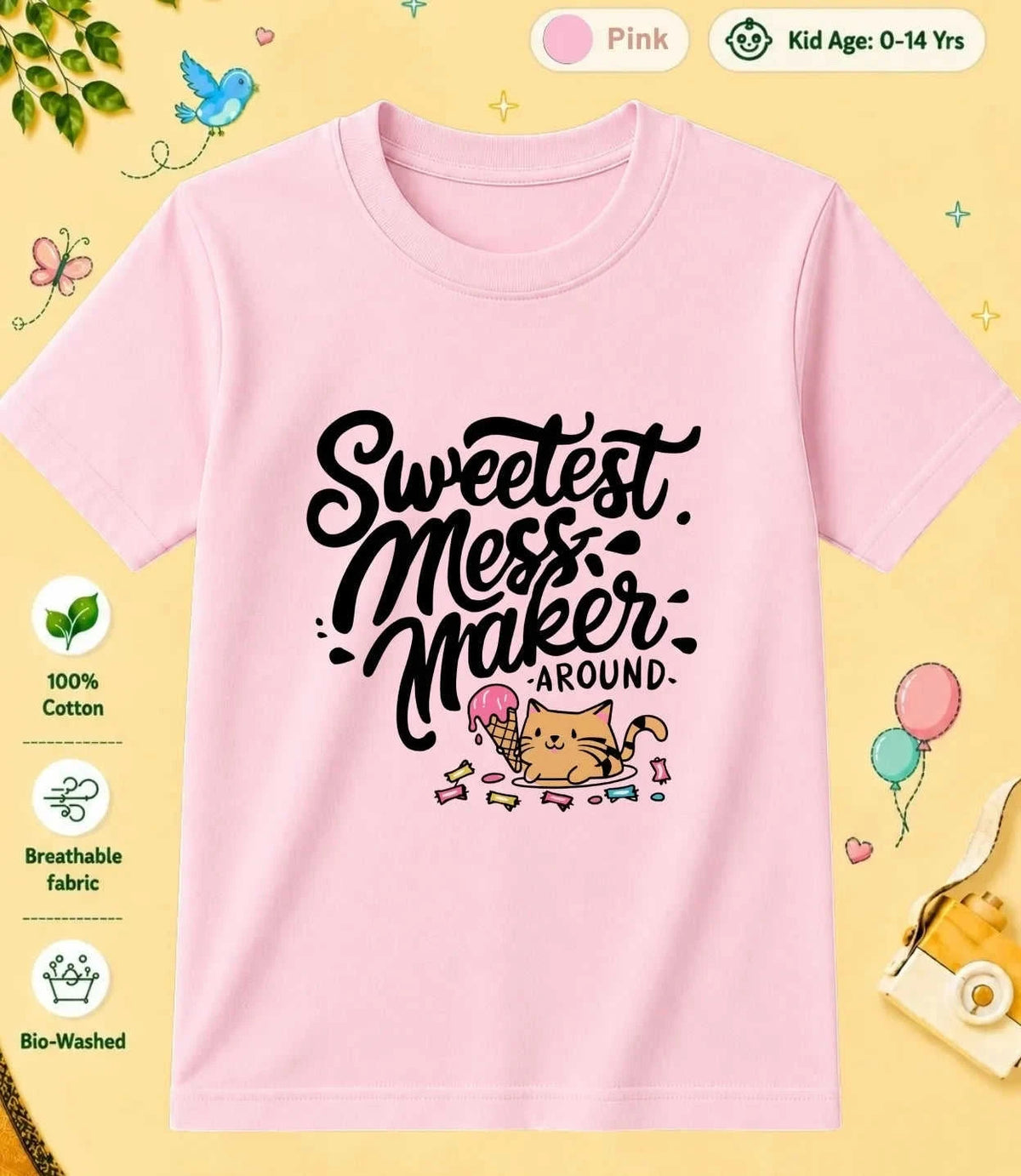 Cute Attitude Cat Kid Cotton Tee Swiftsoul