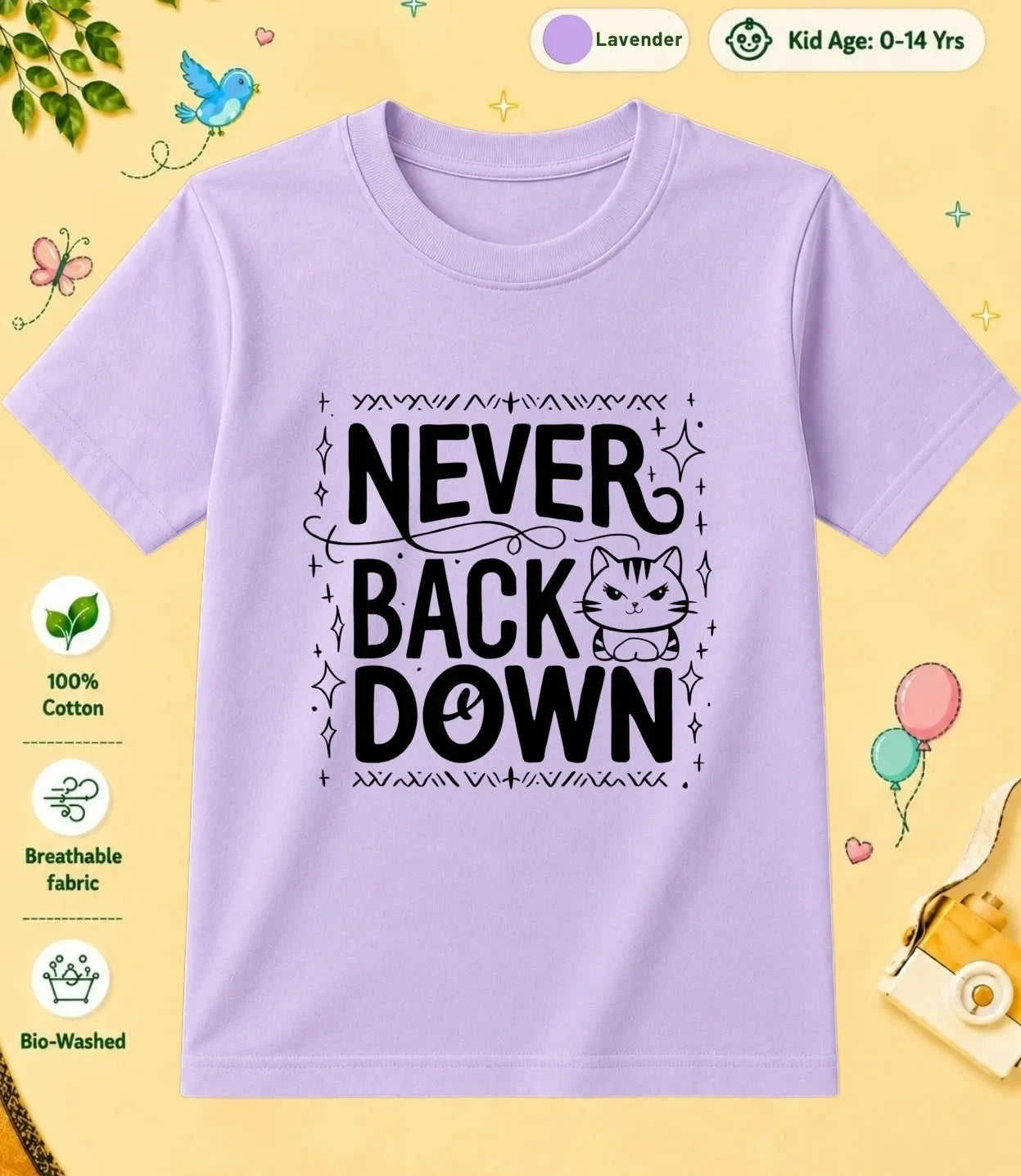 Cute Attitude Cat Kid Cotton Tee Swiftsoul