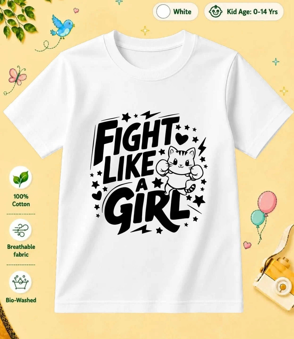 Cute Attitude Cat Kid Cotton Tee Swiftsoul