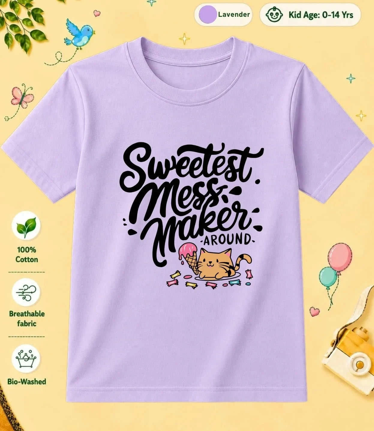 Cute Attitude Cat Kid Cotton Tee Swiftsoul