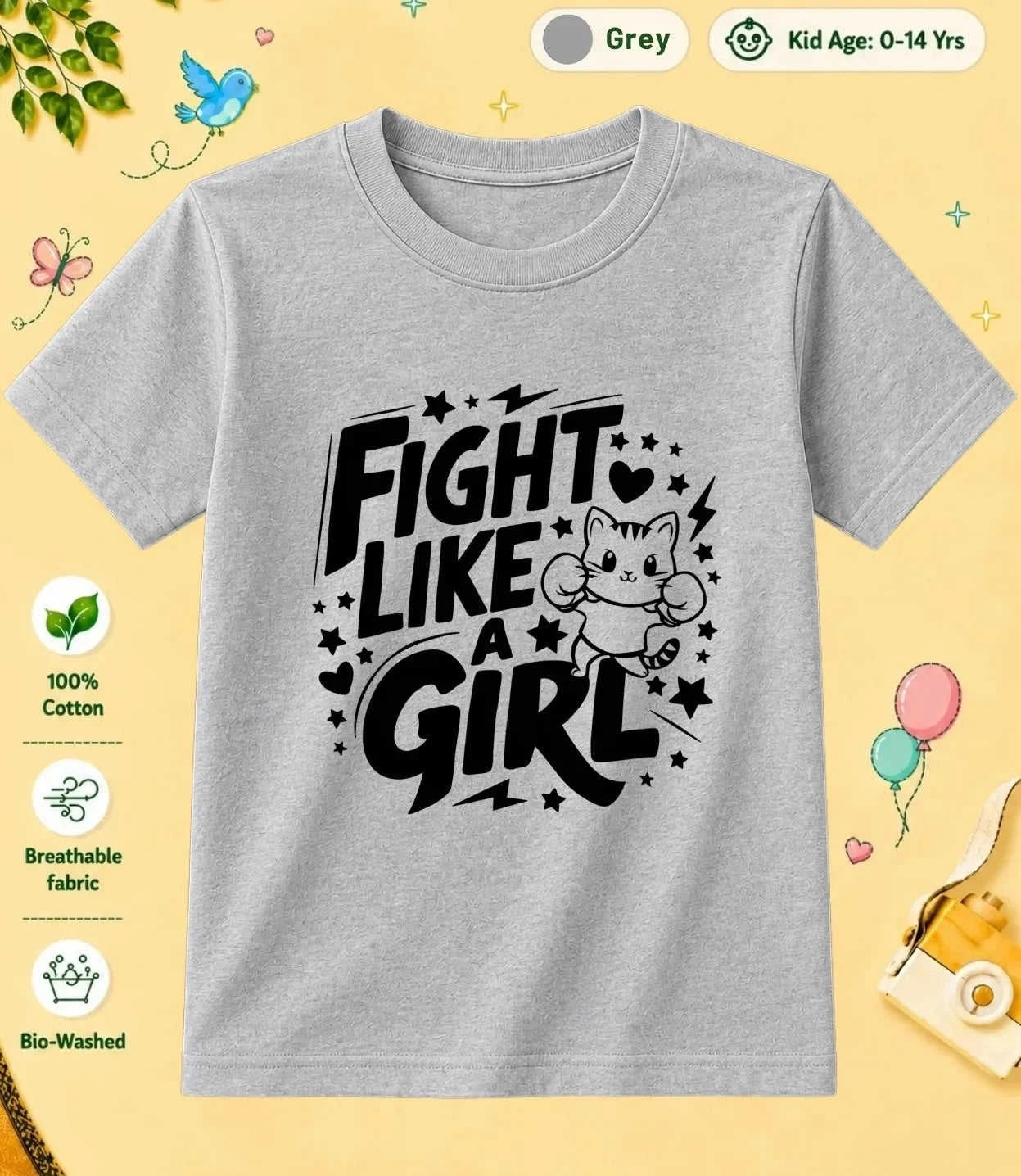 Cute Attitude Cat Kid Cotton Tee Swiftsoul