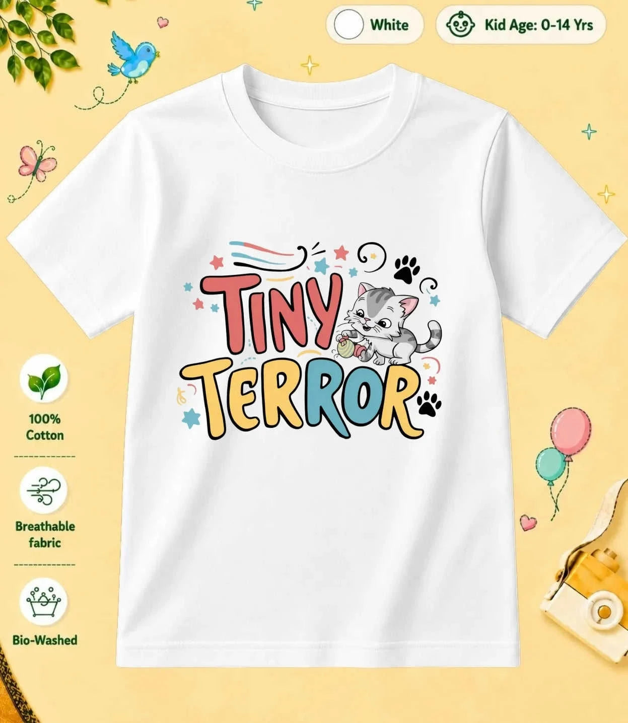 Cute Attitude Cat Kid Cotton Tee Swiftsoul