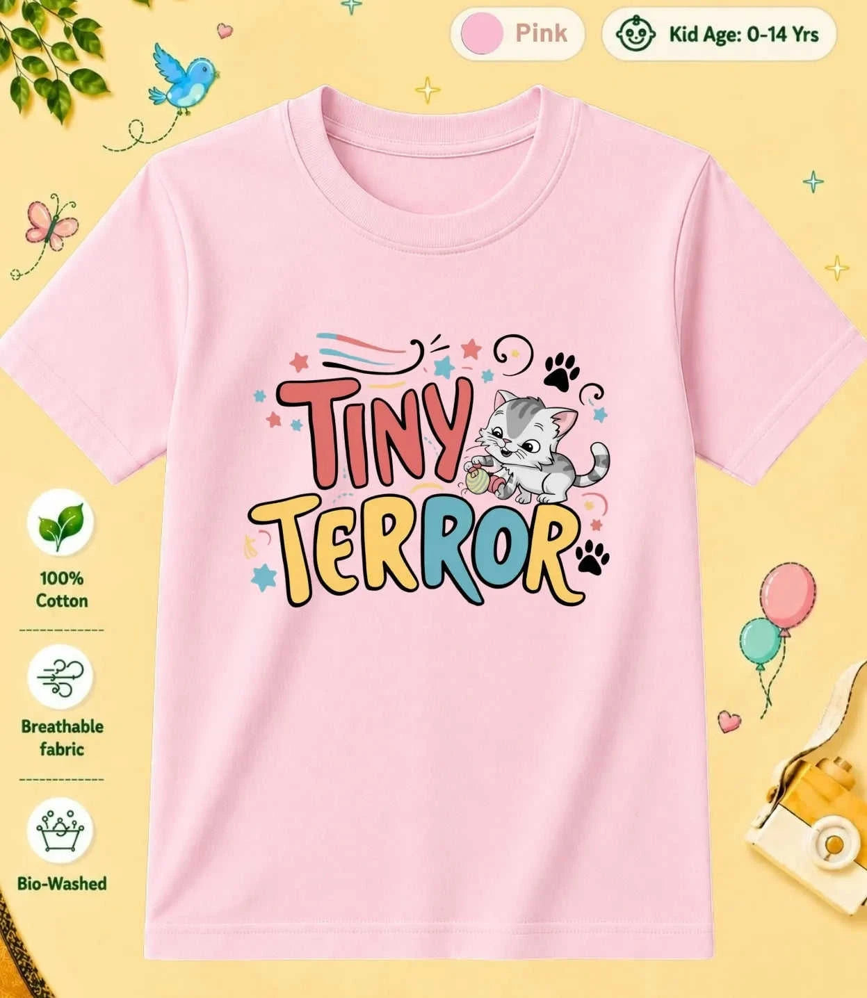 Cute Attitude Cat Kid Cotton Tee Swiftsoul
