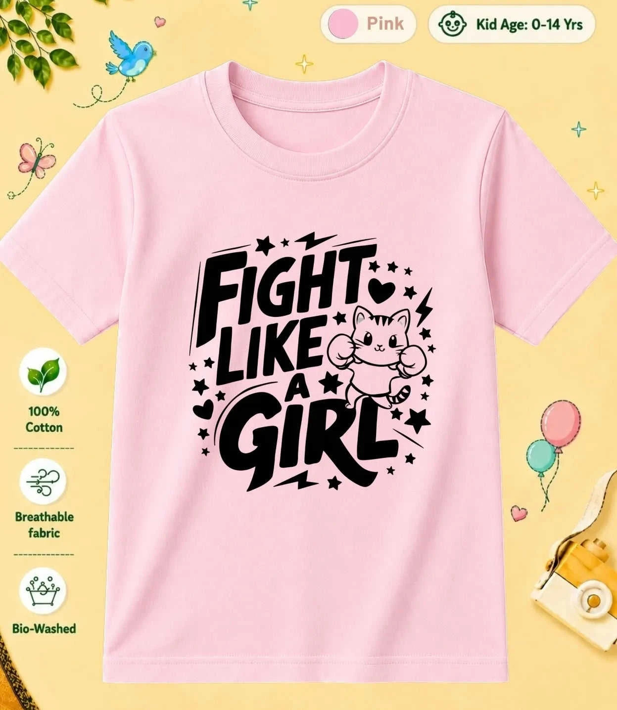 Cute Attitude Cat Kid Cotton Tee Swiftsoul