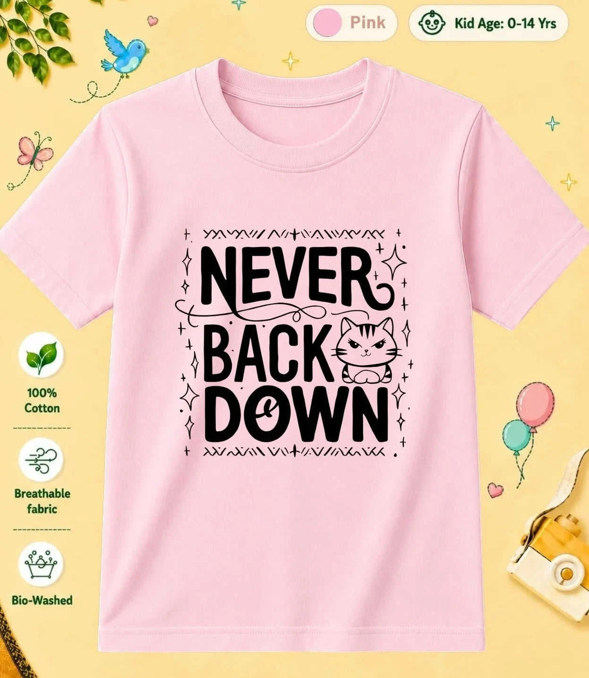 Cute Attitude Cat Kid Cotton Tee Swiftsoul