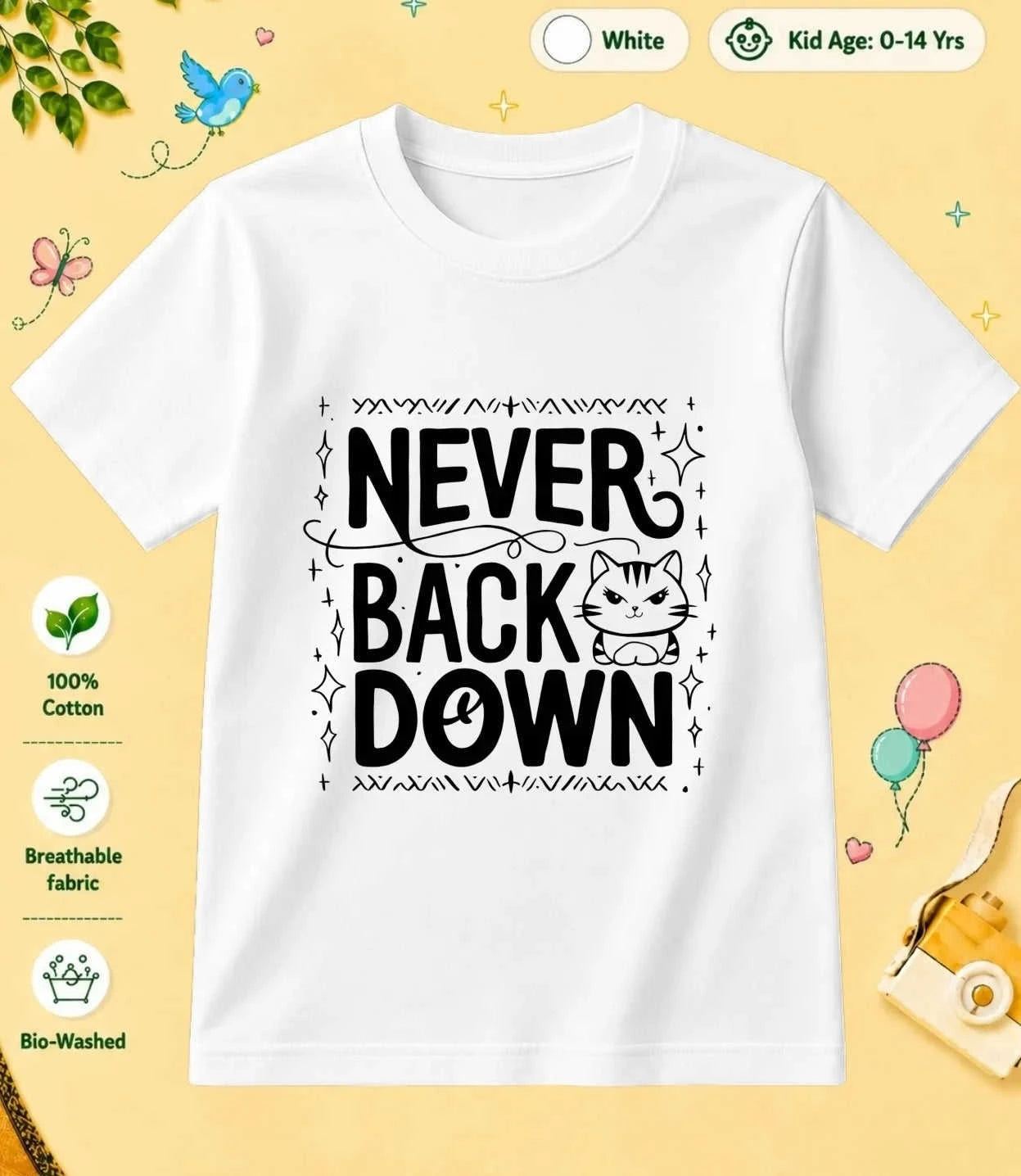 Cute Attitude Cat Kid Cotton Tee Swiftsoul