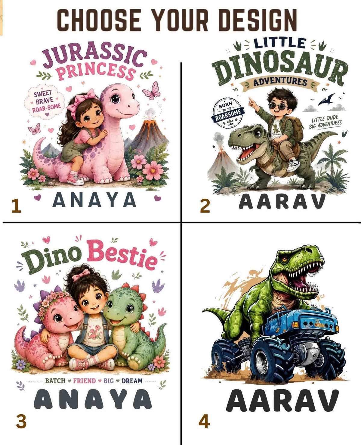 Dinosaur Custom Kid Cotton Tshirt & Hoodie Swiftsoul