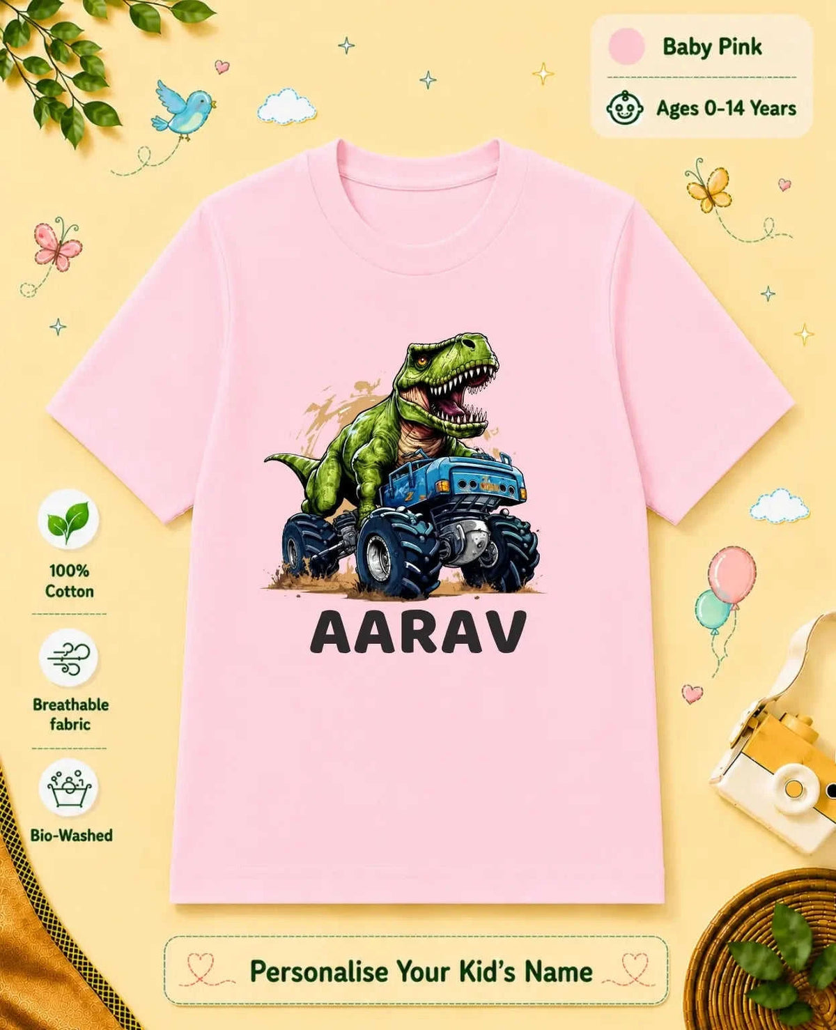 Dinosaur Custom Kid Cotton Tshirt Swiftsoul