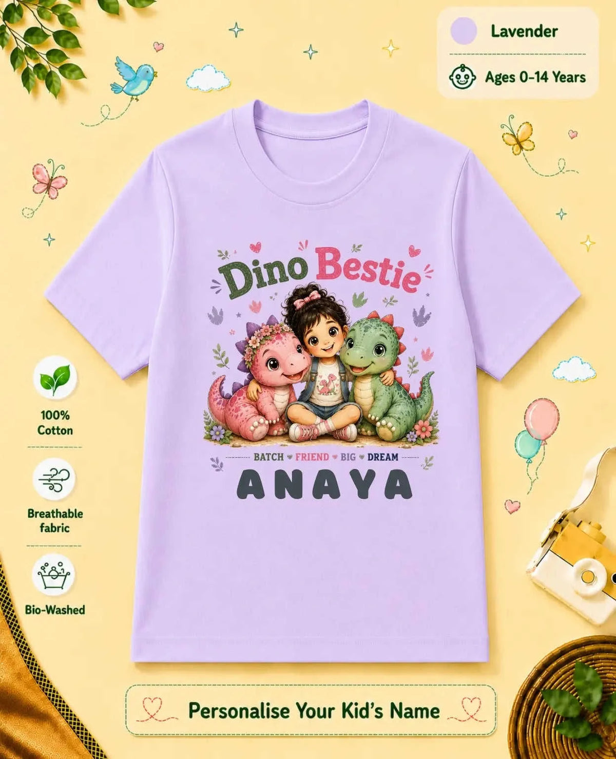 Dinosaur Custom Kid Cotton Tshirt Swiftsoul