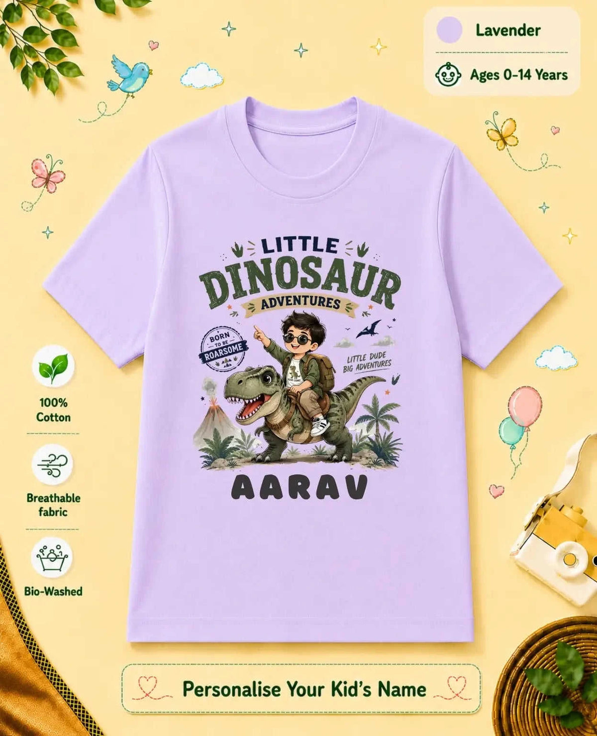 Dinosaur Custom Kid Cotton Tshirt Swiftsoul