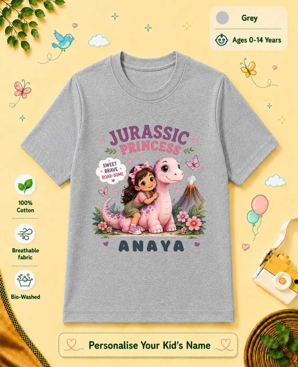 Dinosaur Custom Kid Cotton Tshirt Swiftsoul