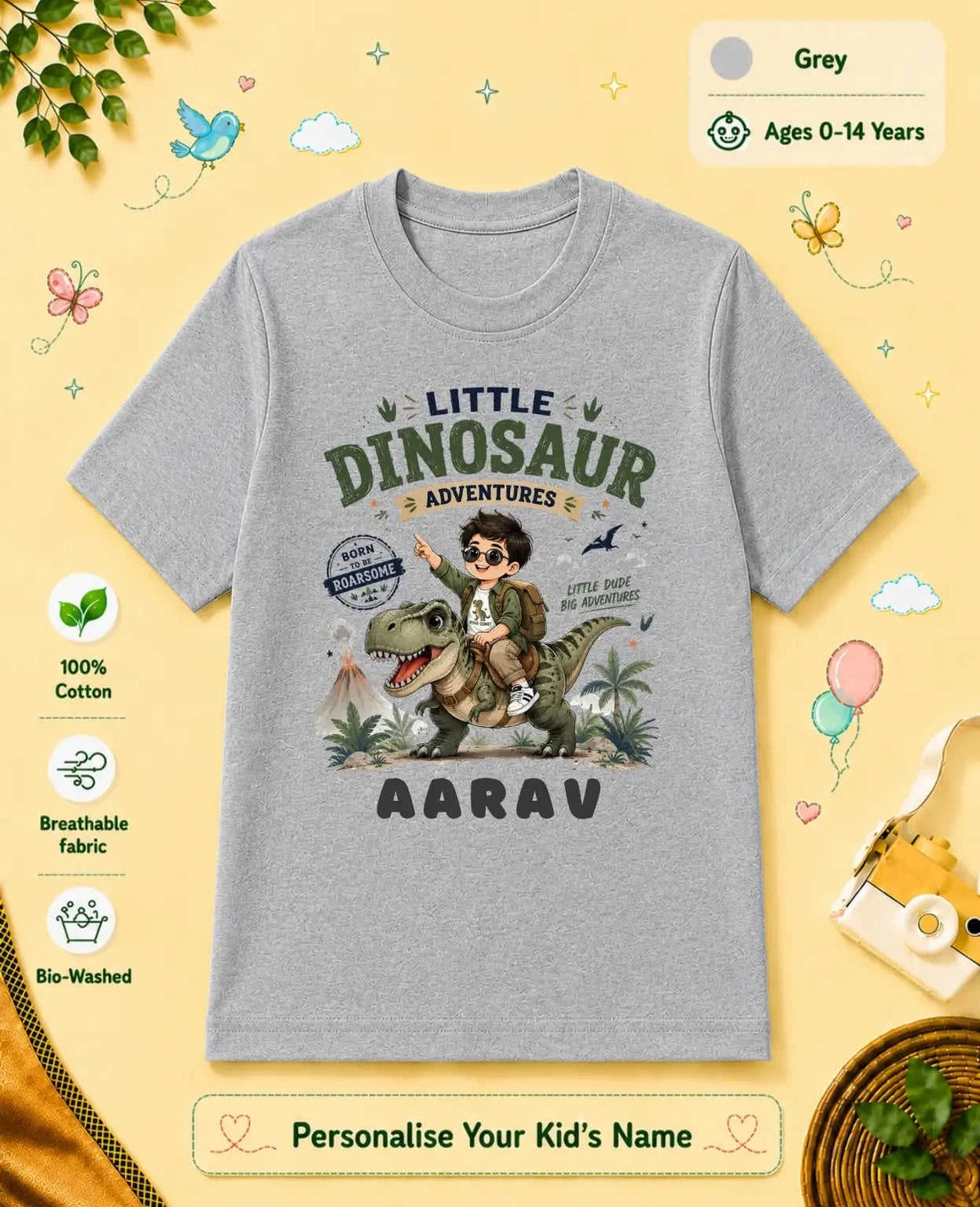 Dinosaur Custom Kid Cotton Tshirt Swiftsoul