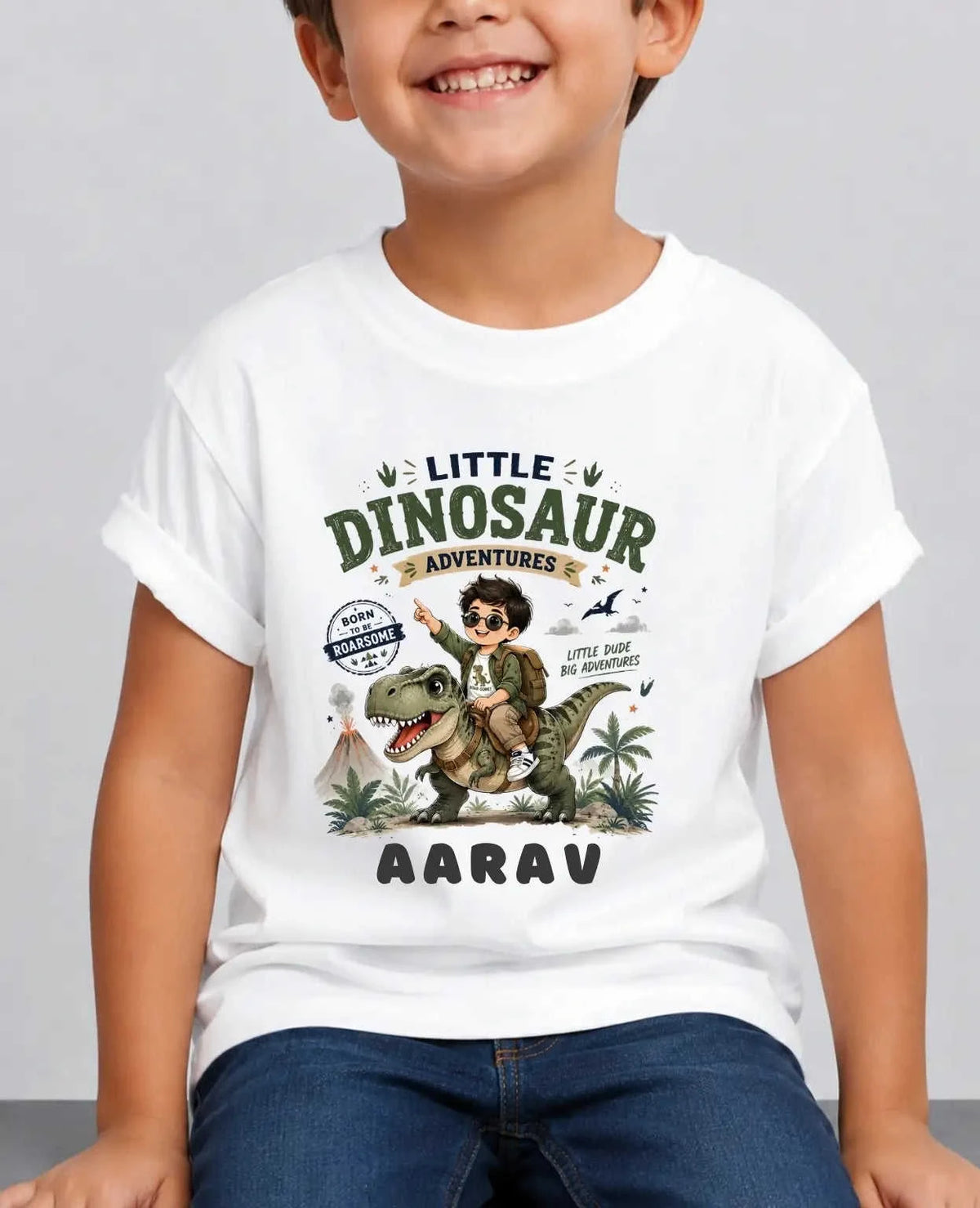 Dinosaur Custom Kid Cotton Tshirt Swiftsoul