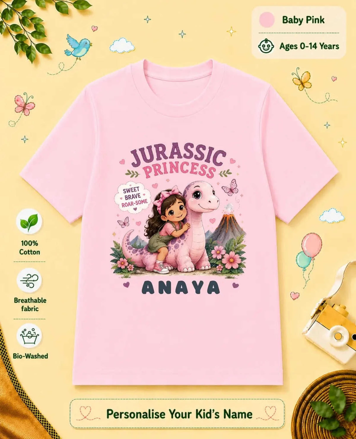 Dinosaur Custom Kid Cotton Tshirt Swiftsoul